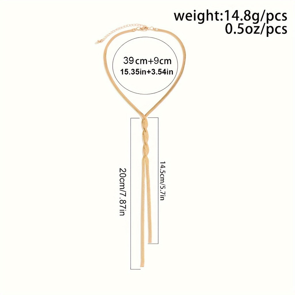 Exaggerated Handwoven Flat Snake Long Tassel Necklace Party Accessories For Women
