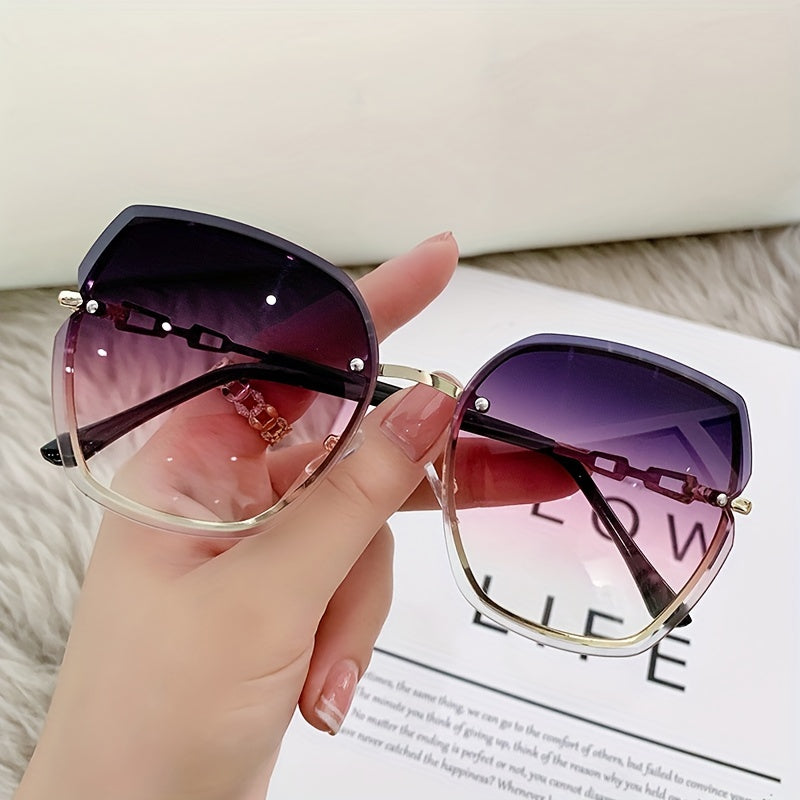 Rhinestone Decor Rimless Fashion For Women Casual Gradient Glasses For Summer Beach Party fashion glasses
