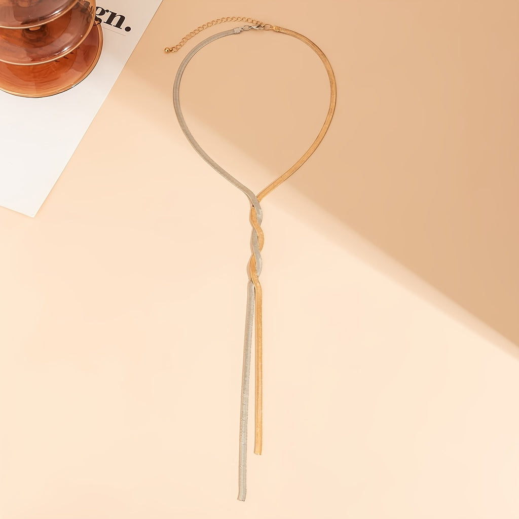 Exaggerated Handwoven Flat Snake Long Tassel Necklace Party Accessories For Women