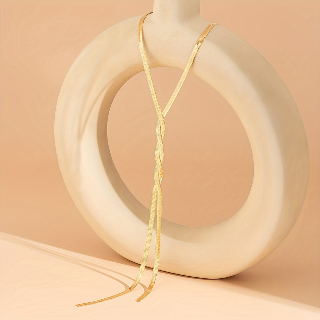 Exaggerated Handwoven Flat Snake Long Tassel Necklace Party Accessories For Women