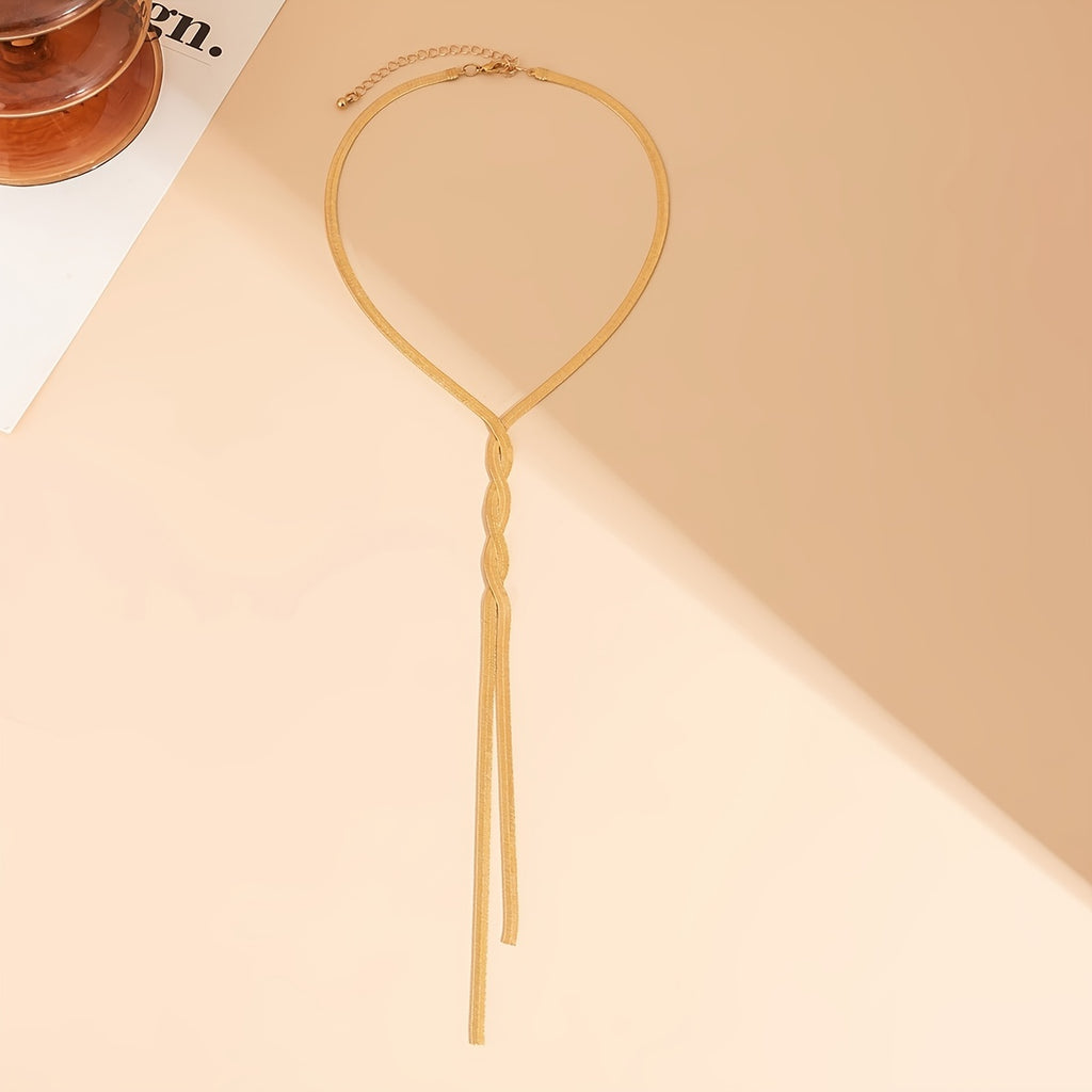 Exaggerated Handwoven Flat Snake Long Tassel Necklace Party Accessories For Women