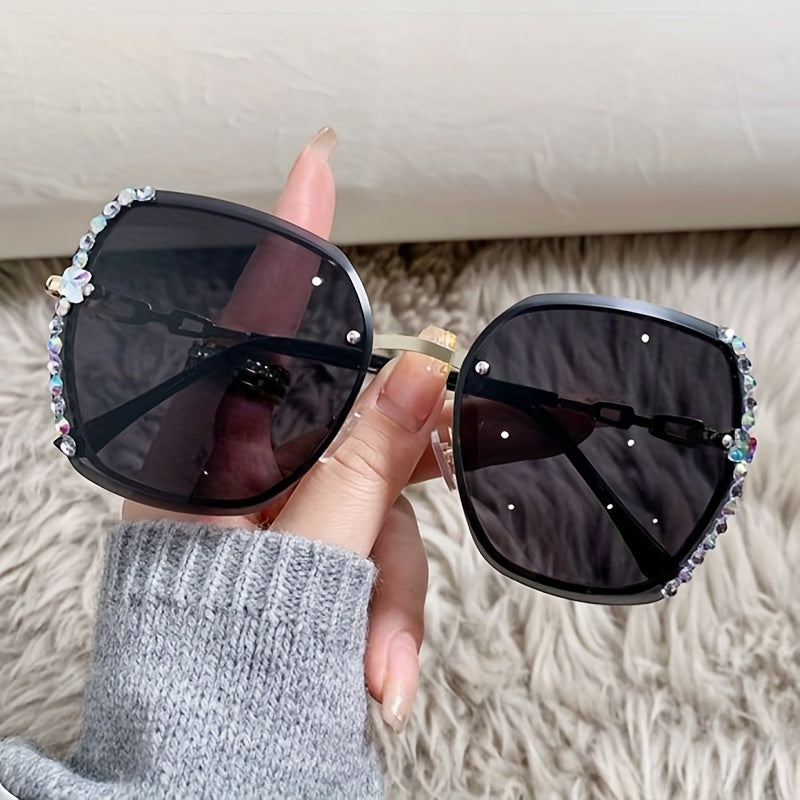 Rhinestone Decor Rimless Fashion For Women Casual Gradient Glasses For Summer Beach Party fashion glasses