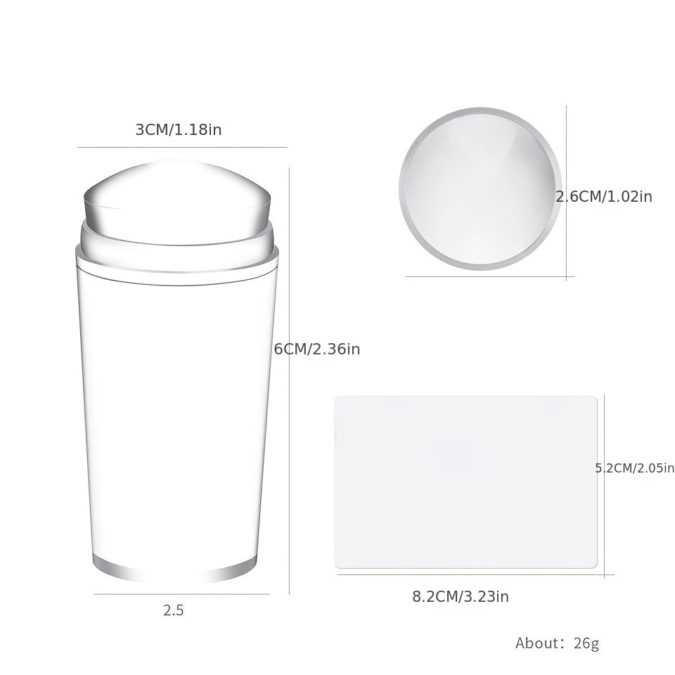 Transparent Nail Stamper with Scraper - Jelly Silicone Stamp for French Nails - Manicuring Kits - Nail Art Stamping Tool Set - Easy to Use and Durable