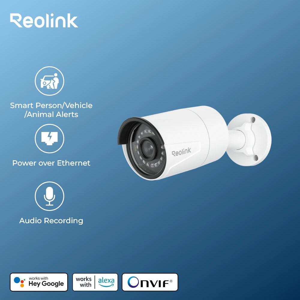 Reolink Smart Security Camera 5MP Outdoor Infrared Night Vision Cam with Human/Car/Pet Detection POE IP Camera