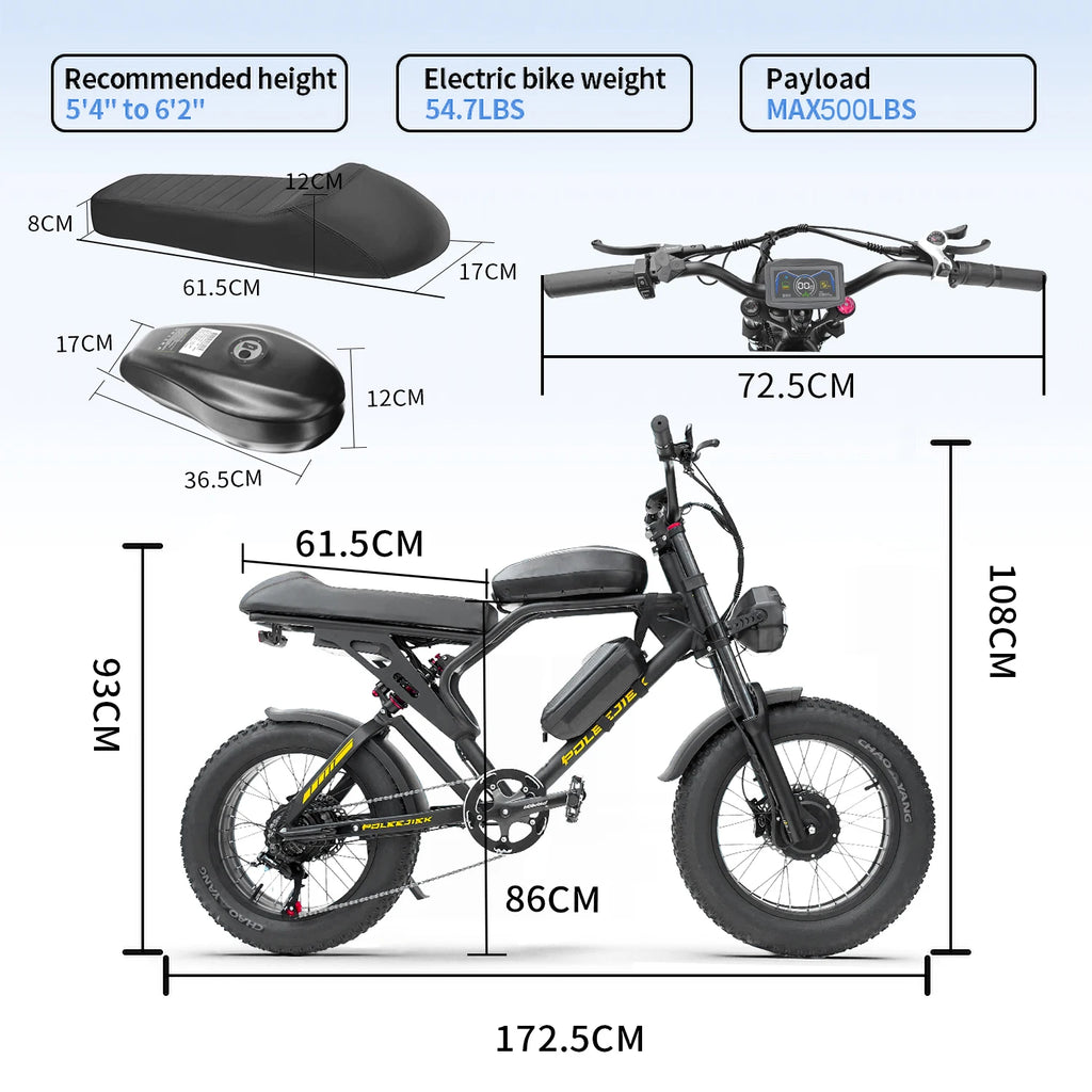 Dual Motor Downhill Ebike 20 Inch Full Suspension Electric Motocross Dirt Pit Fat Tire E Mountain Cross Bike 3000W Bicycle