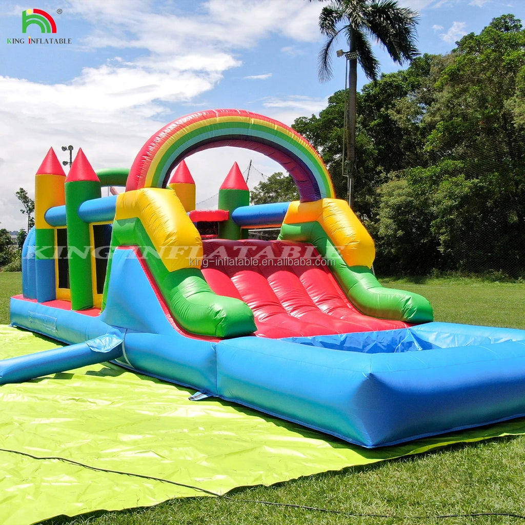 Inflatable Bouncer House Combo Obstacle Course Bounce House Castle with Slide Bounce Area,Ball Pit,Obstacles,Climb,Blower