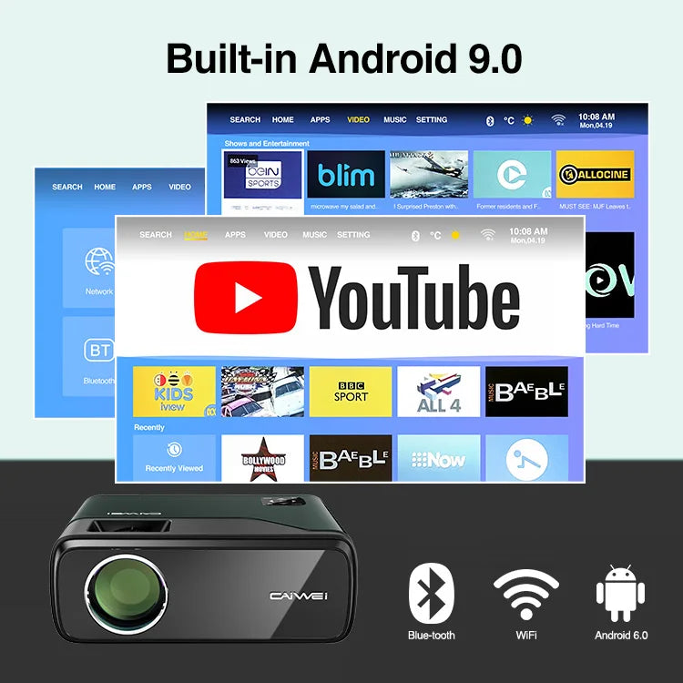 CAIWEI A8 Projector 4500Lumens projector with wifi  Full HD Home Theater Video Projector