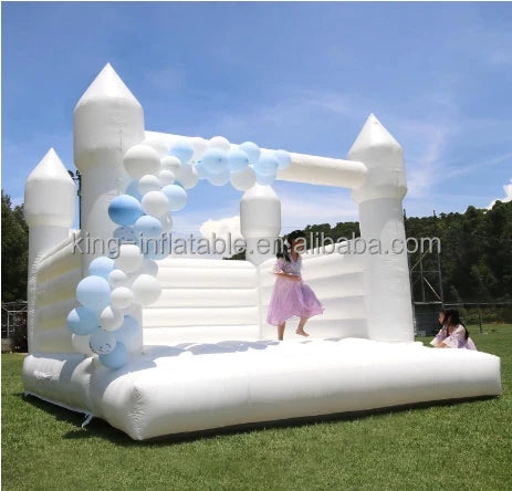 13x11.5x10FT 100% PVC White  Bounce House Castle Inflatable Bounce House for Birthday Party Wedding