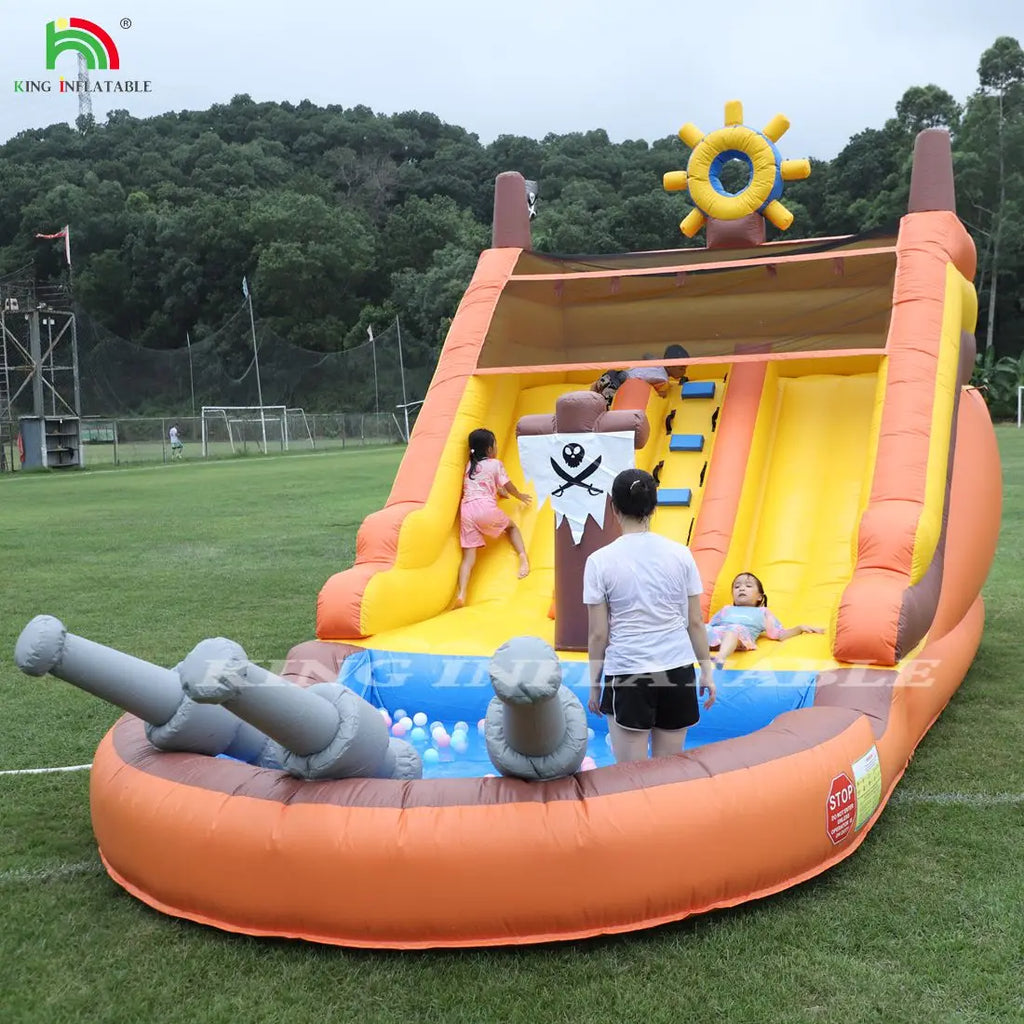 Hot Sale Water Slide Inflatable Double Lane Pirate Inflatable Water Slide with Pool for Sale