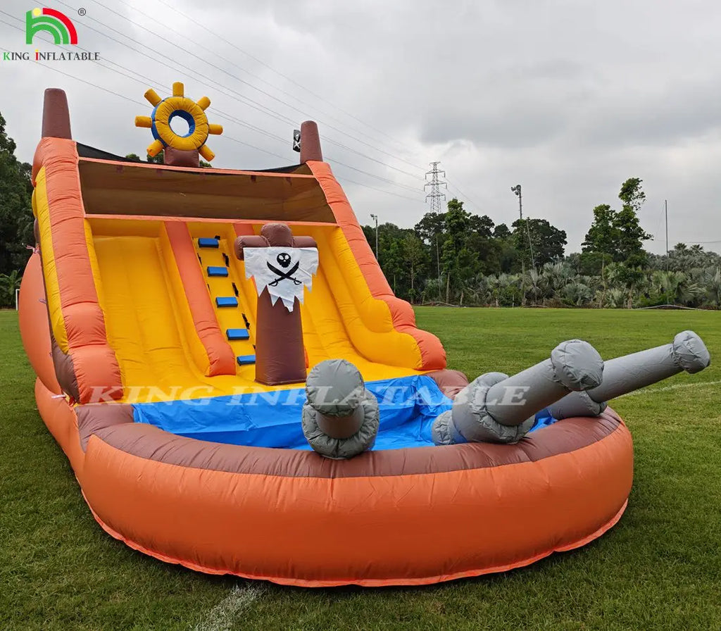 Hot Sale Water Slide Inflatable Double Lane Pirate Inflatable Water Slide with Pool for Sale