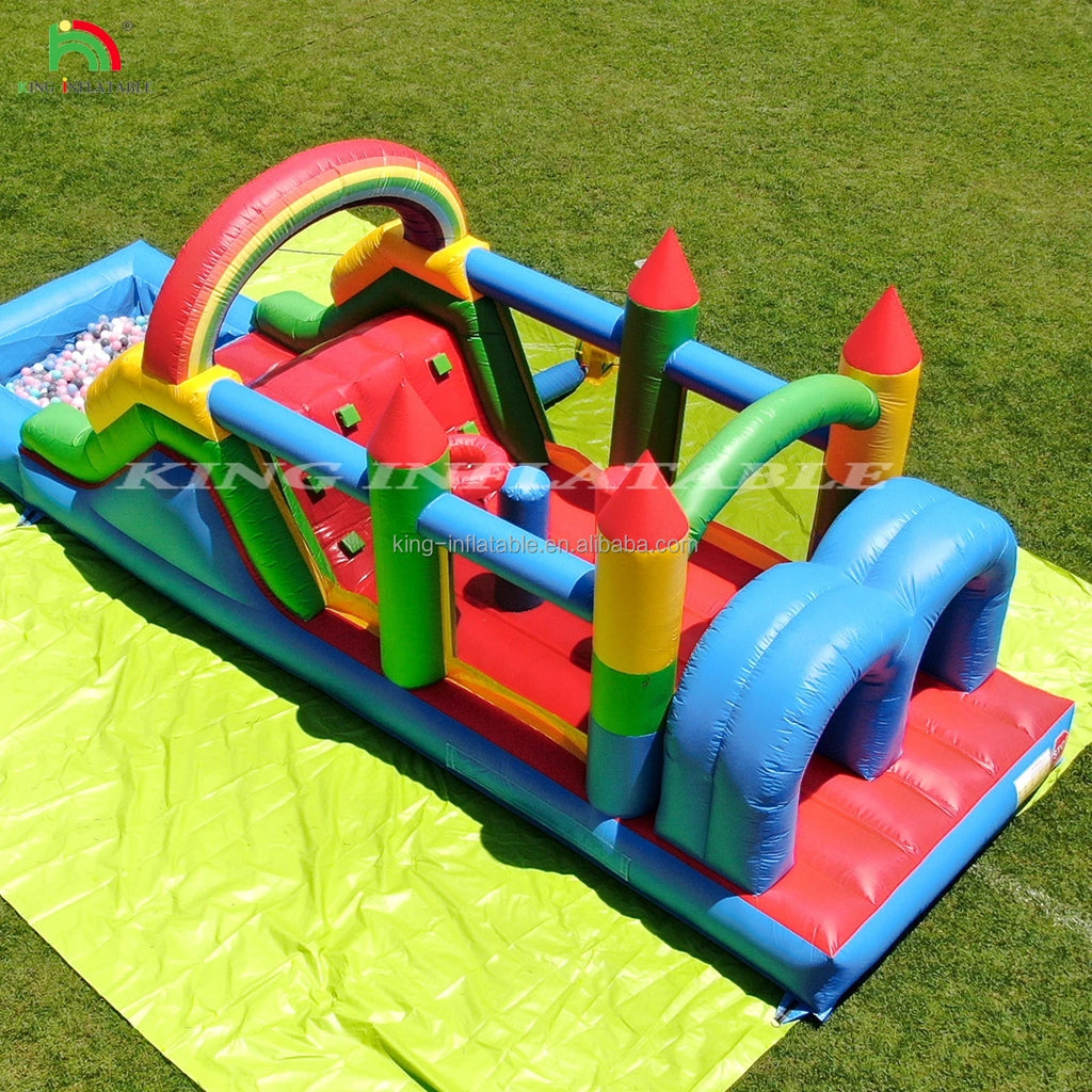 Inflatable Bouncer House Combo Obstacle Course Bounce House Castle with Slide Bounce Area,Ball Pit,Obstacles,Climb,Blower