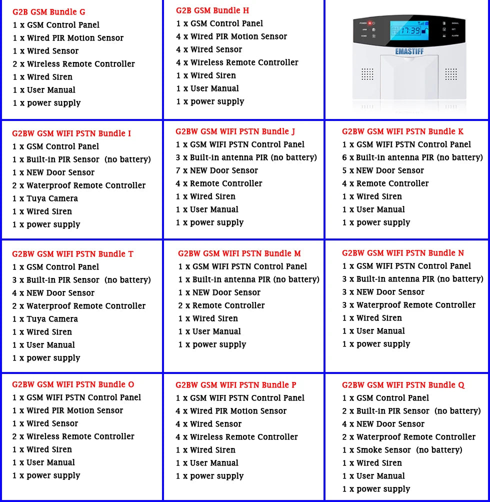 IOS Android APP Wired Wireless Home Security Tuya WIFI PSTN GSM Alarm System Intercom Remote Control Autodial Siren Sensor Kit