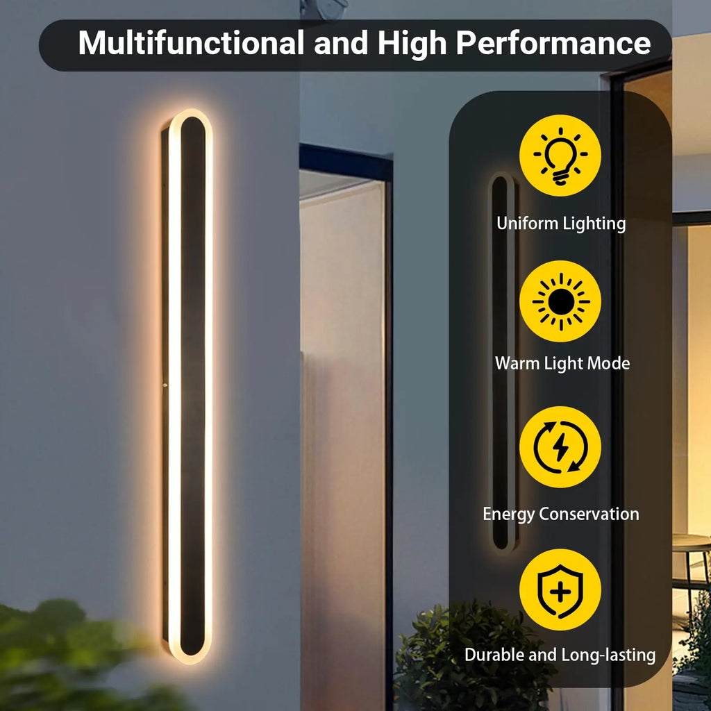 Outdoor LED Long Strip Waterproof Wall Lamp for Villa Entrance Courtyard Wall Corridor Staircase Wall Lamp