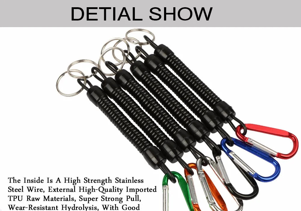 Goture 3pcs Fishing Lanyard 12cm/15cm/18cm Boating Fishing Rope Retractable Coiled Tether with Carabiner for Pliers Lip Grips