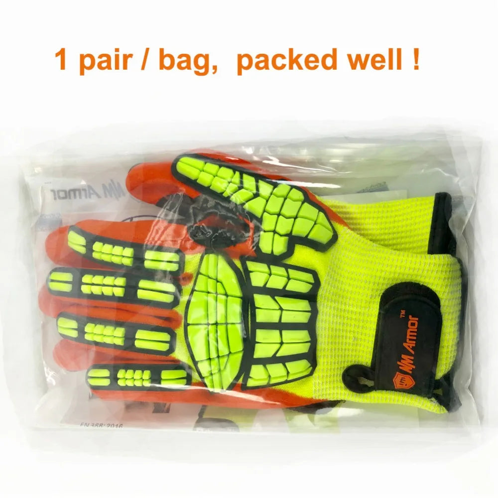 Cut Resistant Safety Work Glove Anti Vibration Anti Impact Oil-proof Protective With Nitrile Dipped Palm Glove for Working