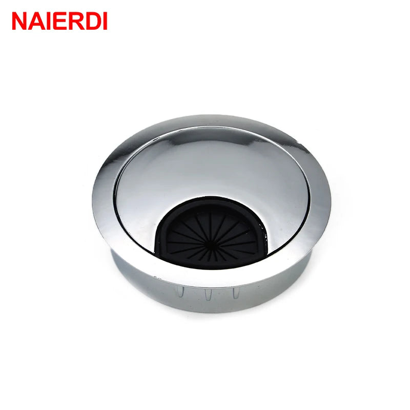 NAIERDI Zinc Alloy Desk Wire Hole Cover Base Computer Grommet Table Cable Outlet Port Surface Line Box Furniture Hardware