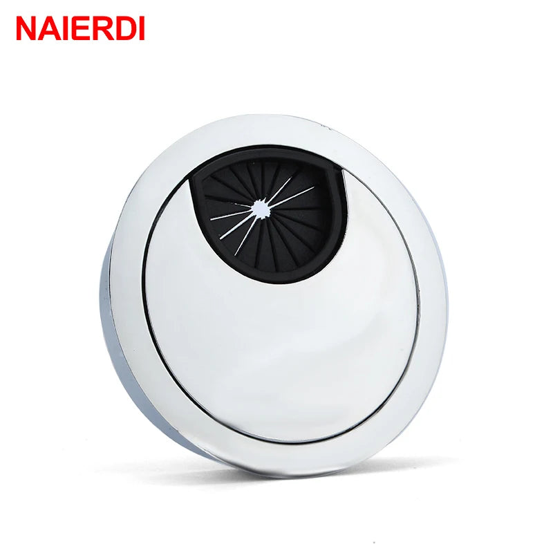 NAIERDI Zinc Alloy Desk Wire Hole Cover Base Computer Grommet Table Cable Outlet Port Surface Line Box Furniture Hardware