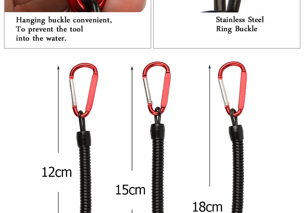 Goture 3pcs Fishing Lanyard 12cm/15cm/18cm Boating Fishing Rope Retractable Coiled Tether with Carabiner for Pliers Lip Grips