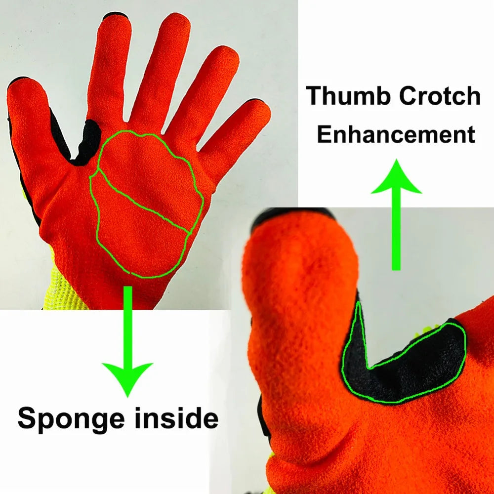 Cut Resistant Safety Work Glove Anti Vibration Anti Impact Oil-proof Protective With Nitrile Dipped Palm Glove for Working
