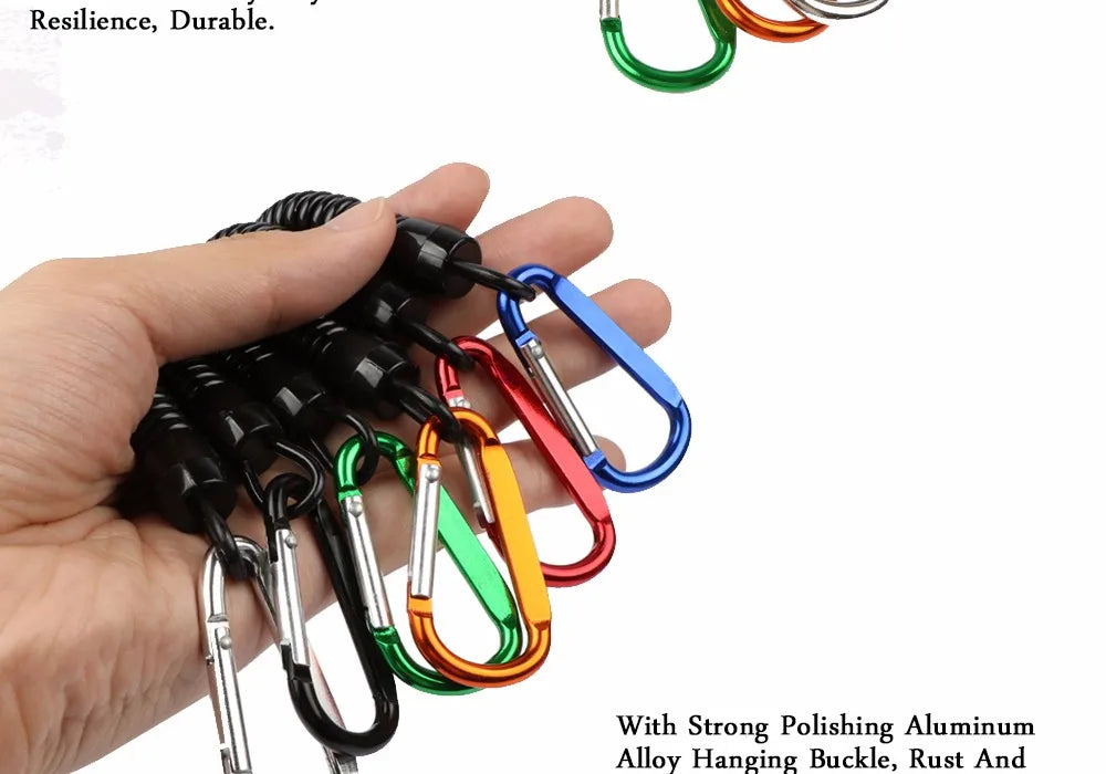 Goture 3pcs Fishing Lanyard 12cm/15cm/18cm Boating Fishing Rope Retractable Coiled Tether with Carabiner for Pliers Lip Grips