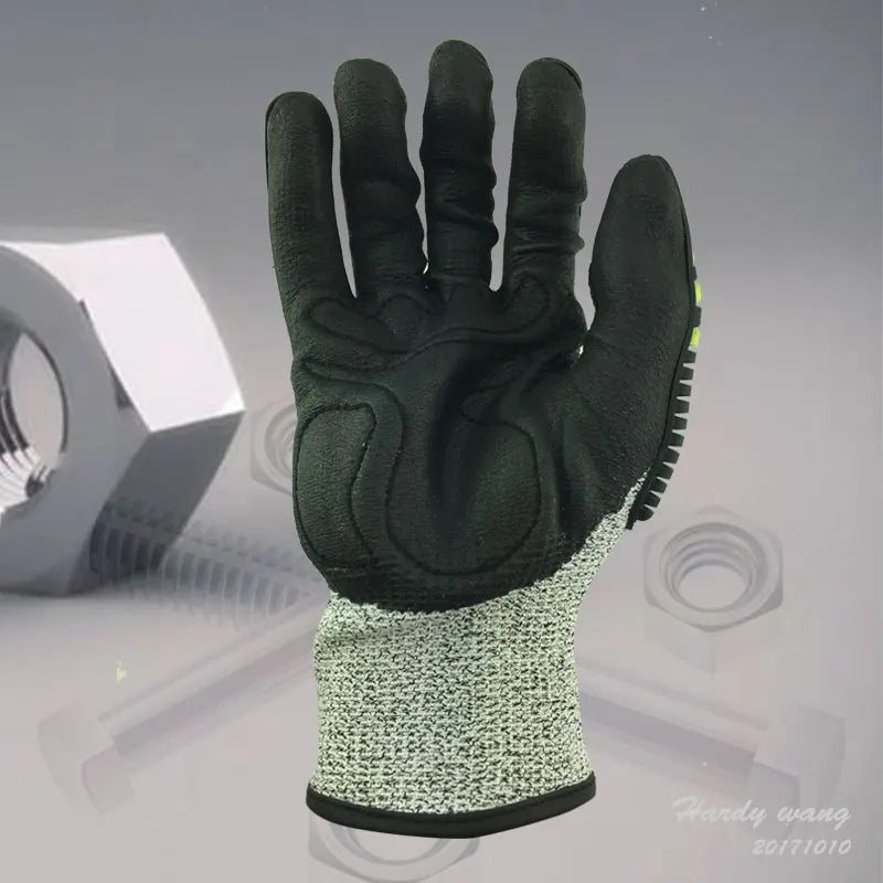 Cut Resistant Safety Work Glove Anti Vibration Anti Impact Oil-proof Protective With Nitrile Dipped Palm Glove for Working
