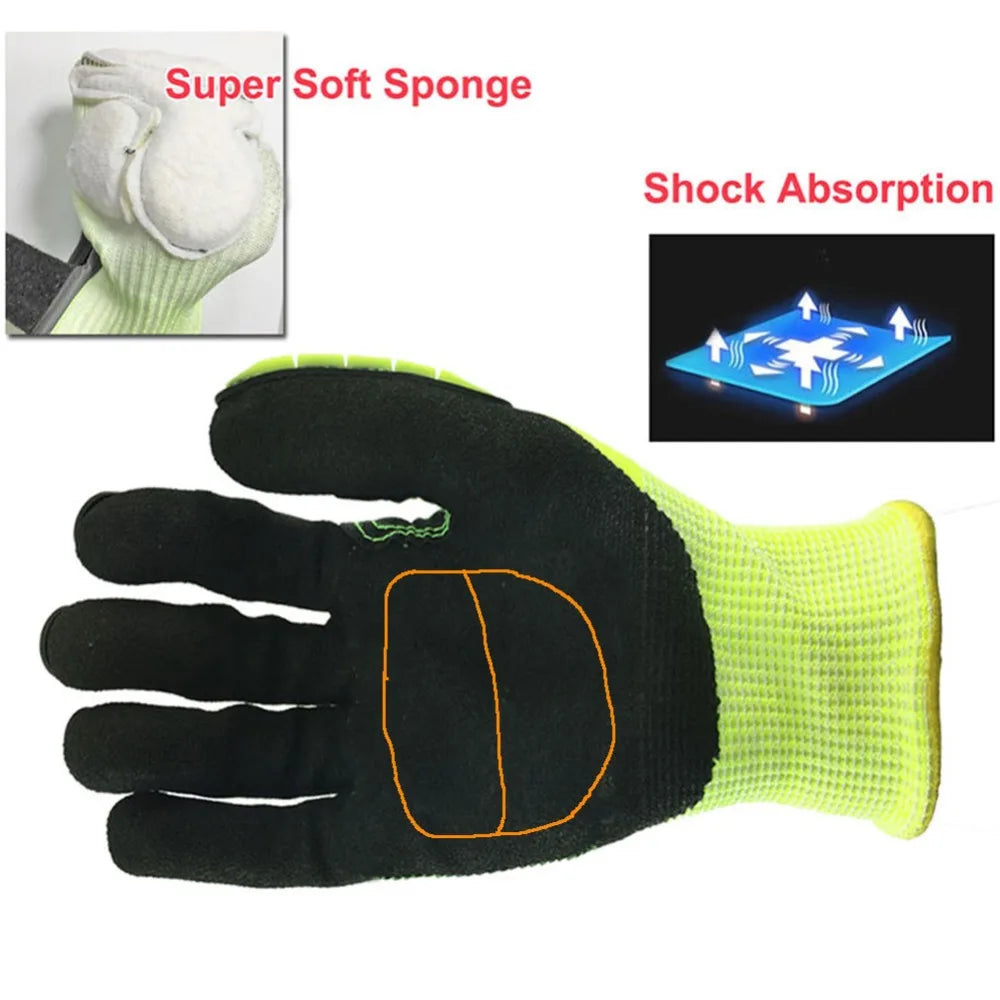 Cut Resistant Safety Work Glove Anti Vibration Anti Impact Oil-proof Protective With Nitrile Dipped Palm Glove for Working
