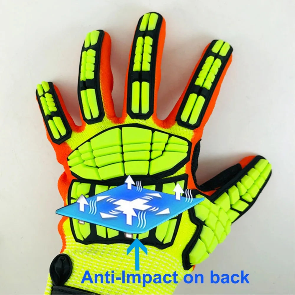 Cut Resistant Safety Work Glove Anti Vibration Anti Impact Oil-proof Protective With Nitrile Dipped Palm Glove for Working