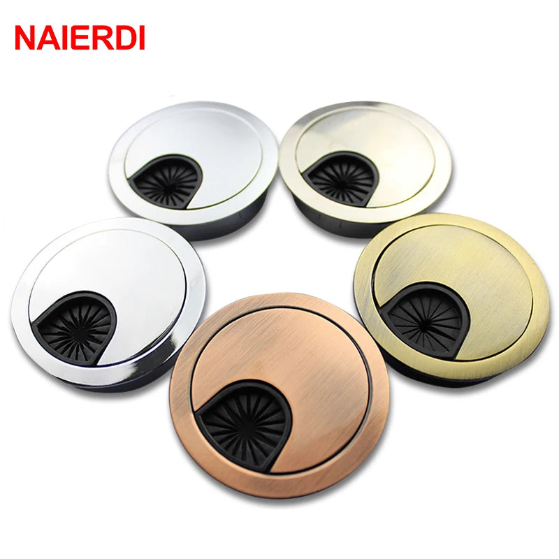 NAIERDI Zinc Alloy Desk Wire Hole Cover Base Computer Grommet Table Cable Outlet Port Surface Line Box Furniture Hardware