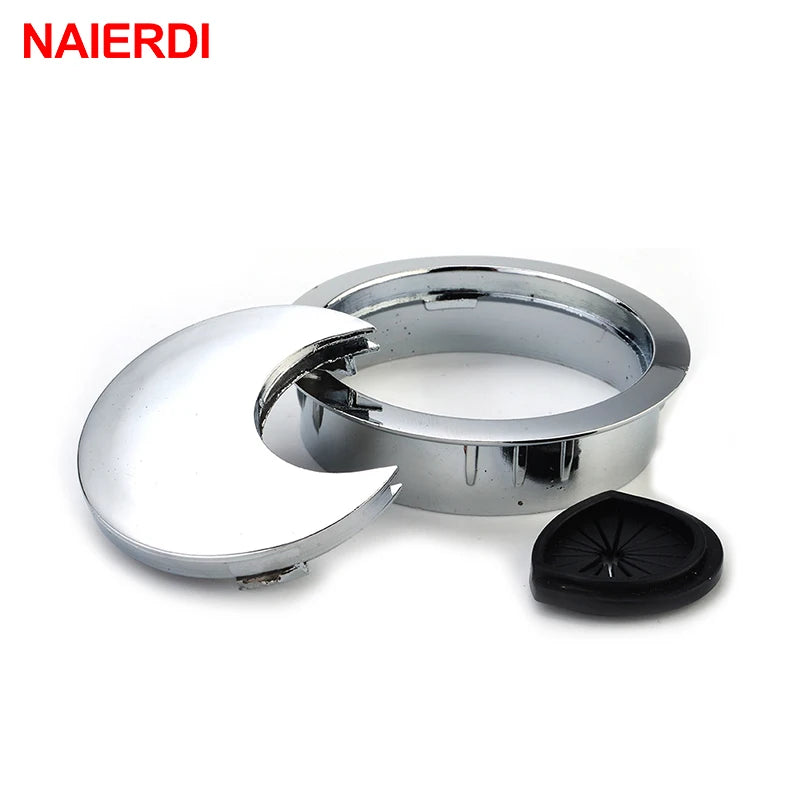 NAIERDI Zinc Alloy Desk Wire Hole Cover Base Computer Grommet Table Cable Outlet Port Surface Line Box Furniture Hardware
