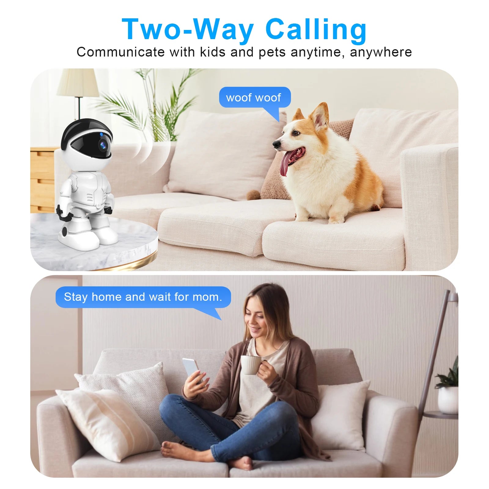 WESECUU Smart Robot 1080P IP Camera WIFI Robert Network CCTV HD Baby Monitor Remote Control Home Security Camera