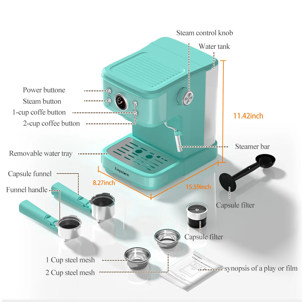 Empstorm Electric Barista Kitchen Coffee Machine 2 in 1 High Quality Espresso Coffee Machine for Nespresso Capsules