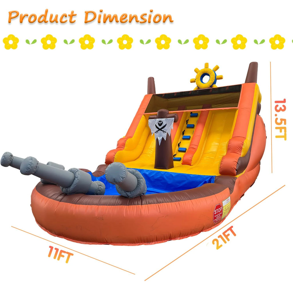Hot Sale Water Slide Inflatable Double Lane Pirate Inflatable Water Slide with Pool for Sale