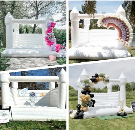 13x11.5x10FT 100% PVC White  Bounce House Castle Inflatable Bounce House for Birthday Party Wedding