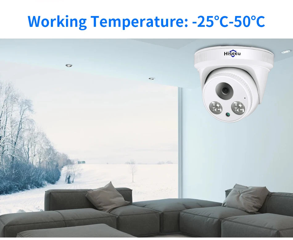 Hiseeu 5MP 3MP POE IP Security Surveillance Camera H.265+ Dome CCTV ONVIF Audio Record Motion Detection Indoor Home Roof