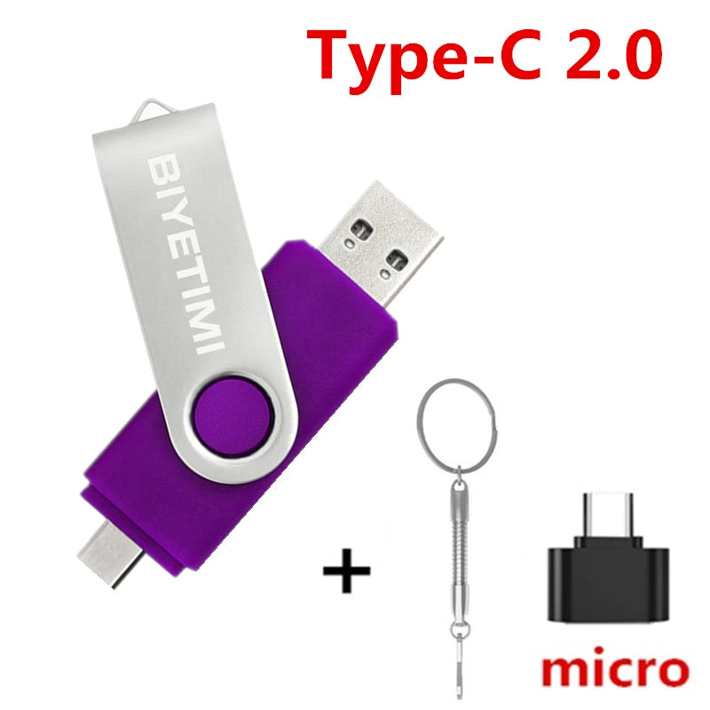 Type C Biyetimi Usb Flash Drives 2.0 128gb pendrive 64gb флэш-накопител stick 32G 16gb Type-c Pen Drive 4G for Phone PC gift