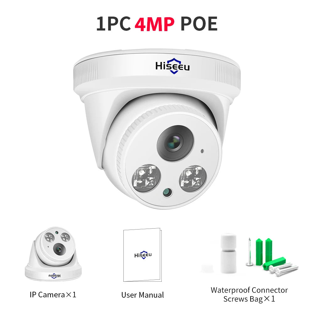 Hiseeu 5MP 3MP POE IP Security Surveillance Camera H.265+ Dome CCTV ONVIF Audio Record Motion Detection Indoor Home Roof
