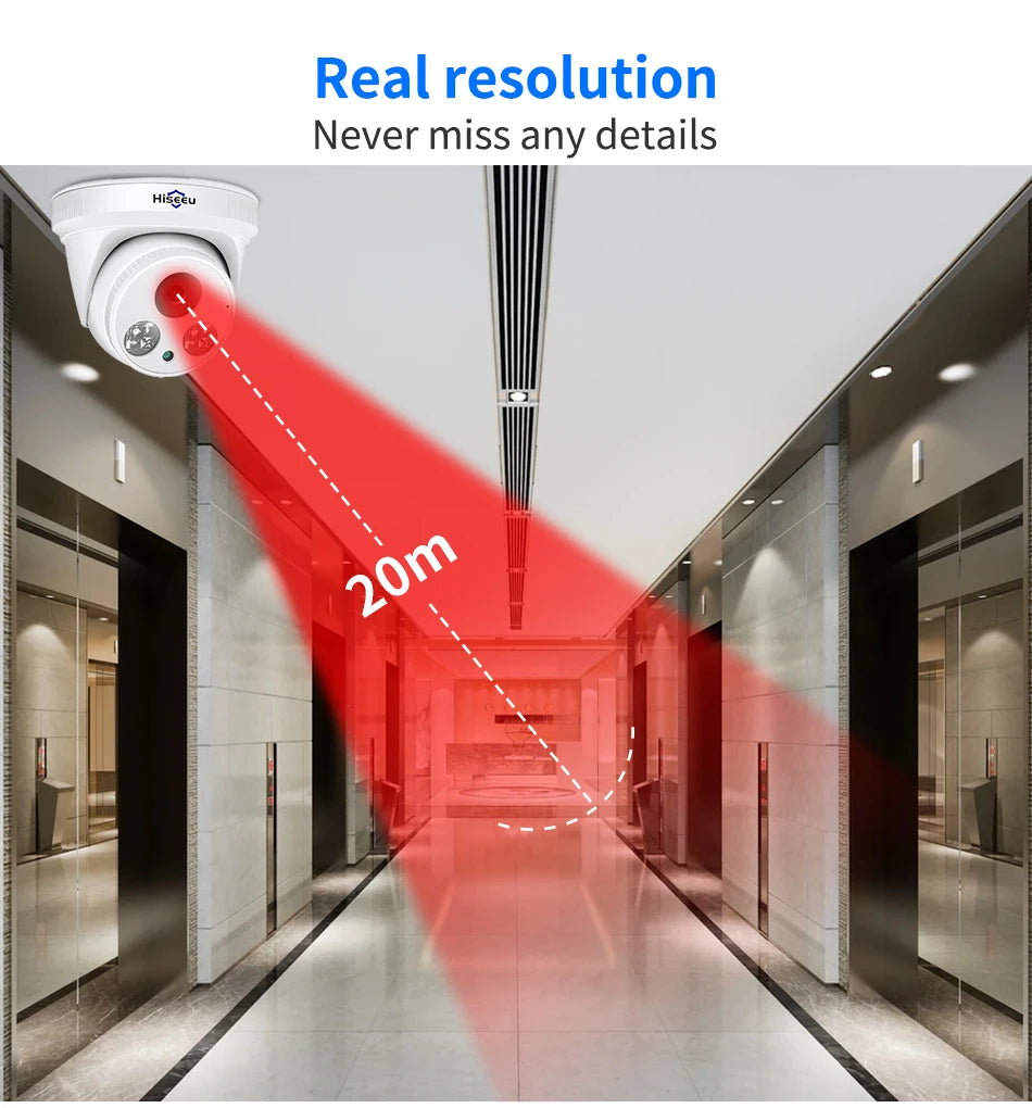 Hiseeu 5MP 3MP POE IP Security Surveillance Camera H.265+ Dome CCTV ONVIF Audio Record Motion Detection Indoor Home Roof