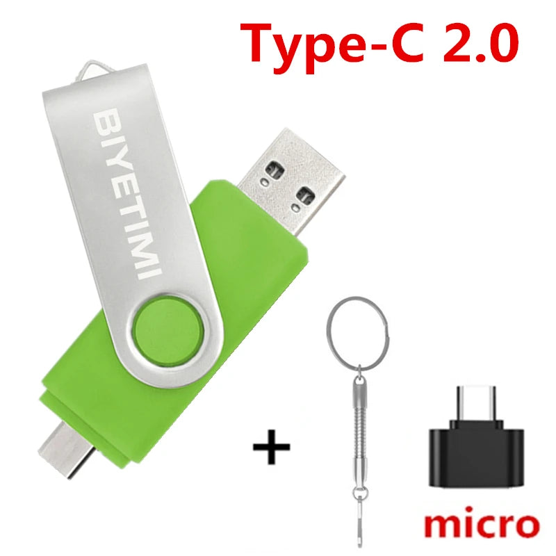 Type C Biyetimi Usb Flash Drives 2.0 128gb pendrive 64gb флэш-накопител stick 32G 16gb Type-c Pen Drive 4G for Phone PC gift