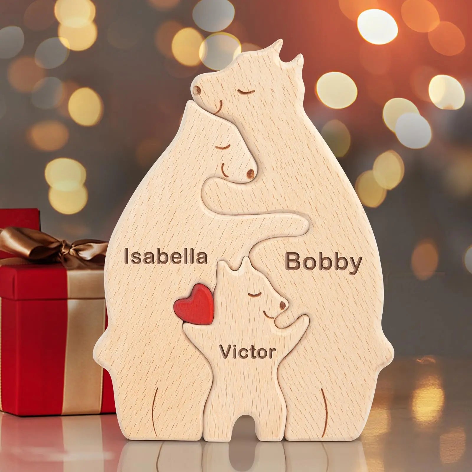 Bear Family Theme Wooden Art Puzzle Wooden Sculpture DIY Cute Family Member of Bears Puzzle Home Desktop Decor Mothers Day Gift