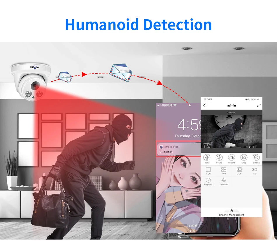 Hiseeu 5MP 3MP POE IP Security Surveillance Camera H.265+ Dome CCTV ONVIF Audio Record Motion Detection Indoor Home Roof