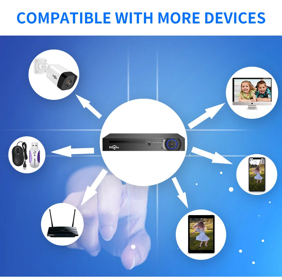 Hiseeu H.265+ 4CH 10CH 16CH POE NVR For IP Security Surveillance Camera CCTV System 5MP 8MP 4K Audio Video Recorder Face Detect