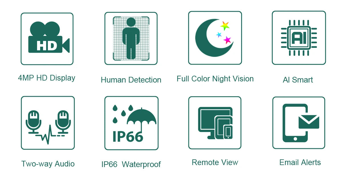 Techage 8CH HD 4MP POE NVR Kit CCTV Security System H.265 Face Detect Outdoor Two-way Audio IP Camera P2P Video Surveillance Set