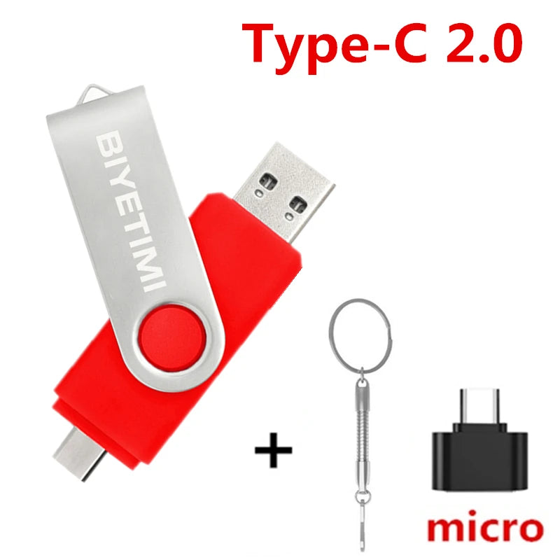 Type C Biyetimi Usb Flash Drives 2.0 128gb pendrive 64gb флэш-накопител stick 32G 16gb Type-c Pen Drive 4G for Phone PC gift