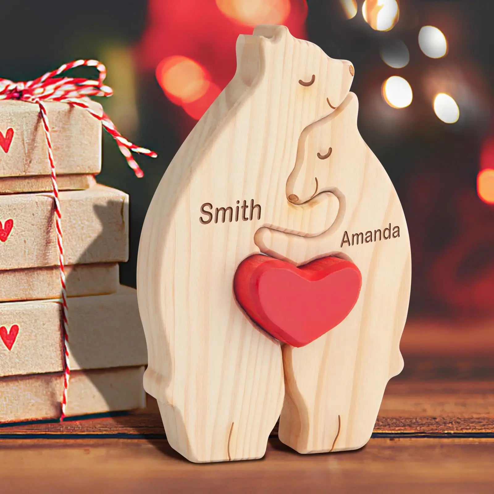 Bear Family Theme Wooden Art Puzzle Wooden Sculpture DIY Cute Family Member of Bears Puzzle Home Desktop Decor Mothers Day Gift