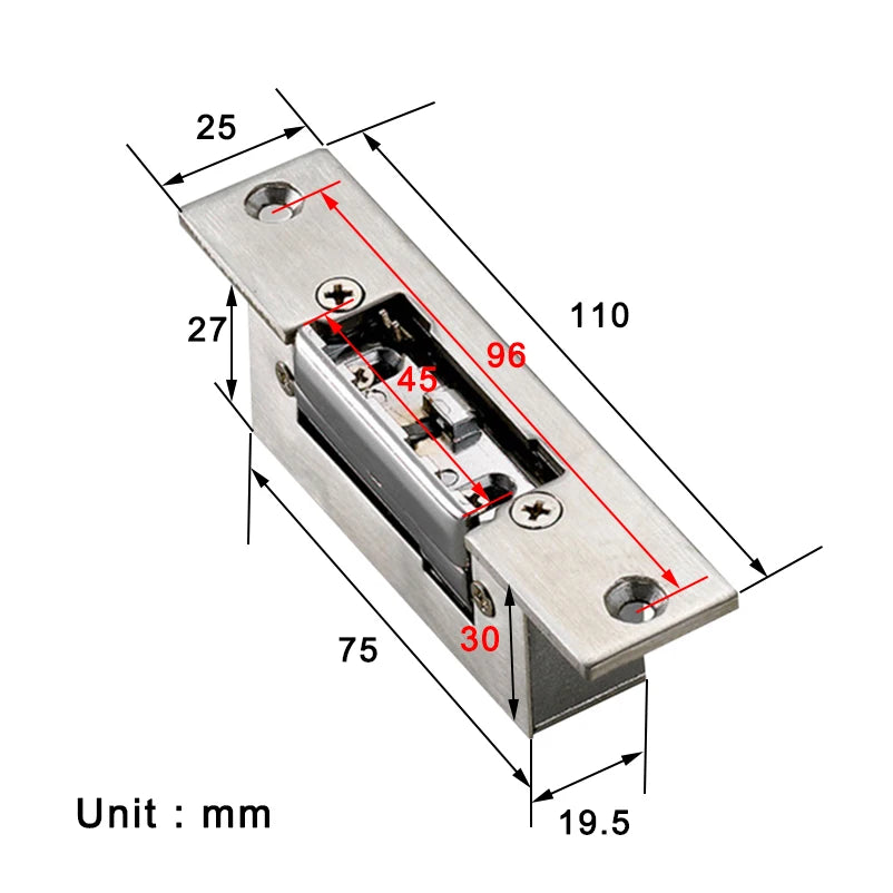 Stainless Steel DC12V Electric Strike Lock Power On To Unlock Fail Secure For Access Control