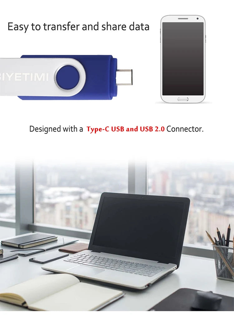 Type C Biyetimi Usb Flash Drives 2.0 128gb pendrive 64gb флэш-накопител stick 32G 16gb Type-c Pen Drive 4G for Phone PC gift