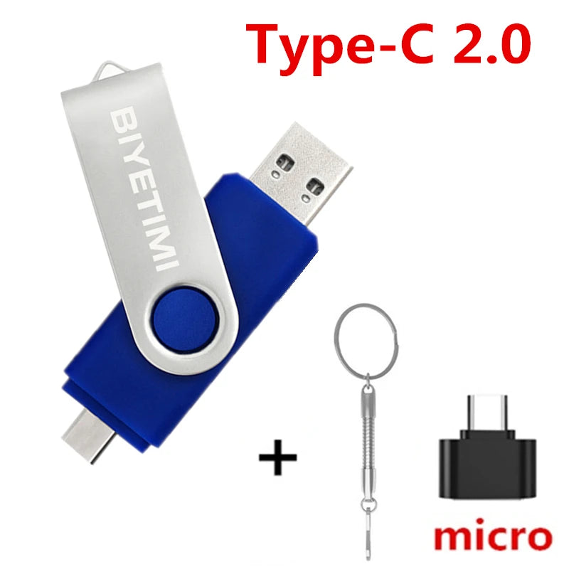 Type C Biyetimi Usb Flash Drives 2.0 128gb pendrive 64gb флэш-накопител stick 32G 16gb Type-c Pen Drive 4G for Phone PC gift
