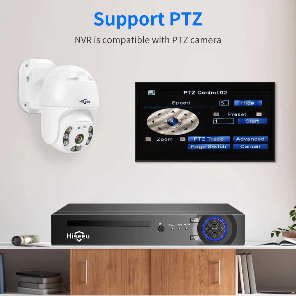 Hiseeu H.265+ 4CH 10CH 16CH POE NVR For IP Security Surveillance Camera CCTV System 5MP 8MP 4K Audio Video Recorder Face Detect