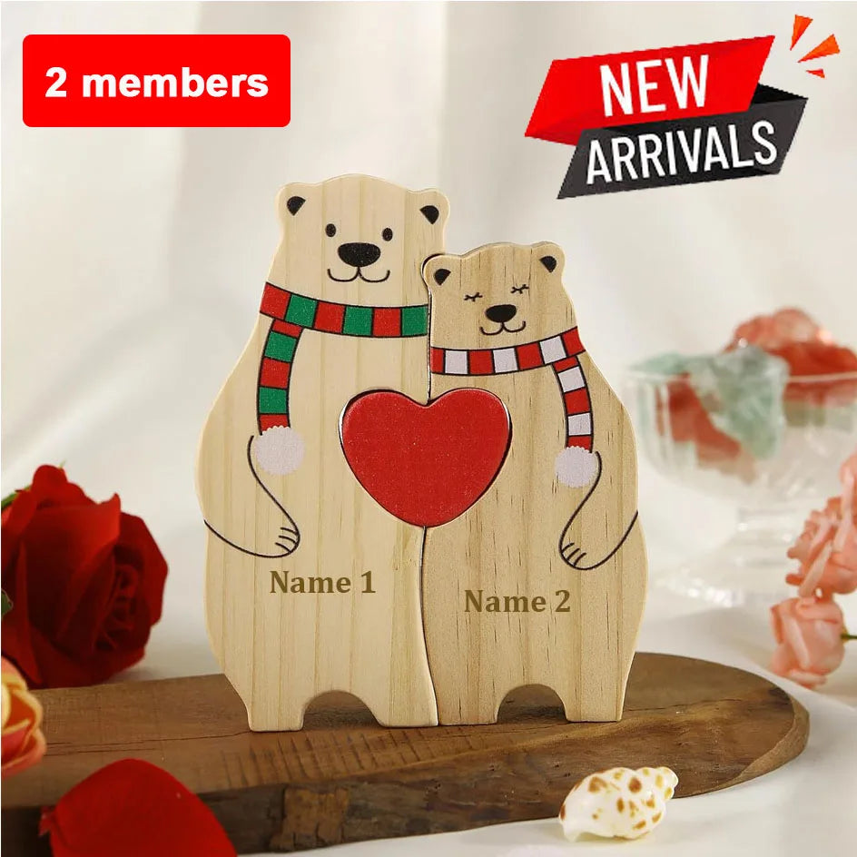Bear Family Theme Wooden Art Puzzle Wooden Sculpture DIY Cute Family Member of Bears Puzzle Home Desktop Decor Mothers Day Gift