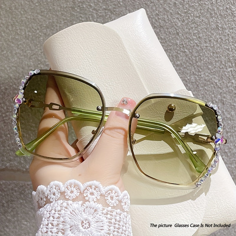 Rhinestone Decor Rimless Fashion For Women Casual Gradient Glasses For Summer Beach Party fashion glasses